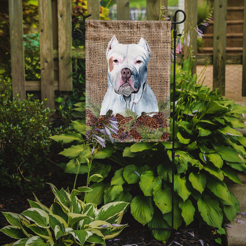 Pit Bull Faux Burlap and Pine cones Garden Flag Mailbox Decorative Yard Banner Outside Patio Artwork for Flower Beds, Garden Size, Multicolor
