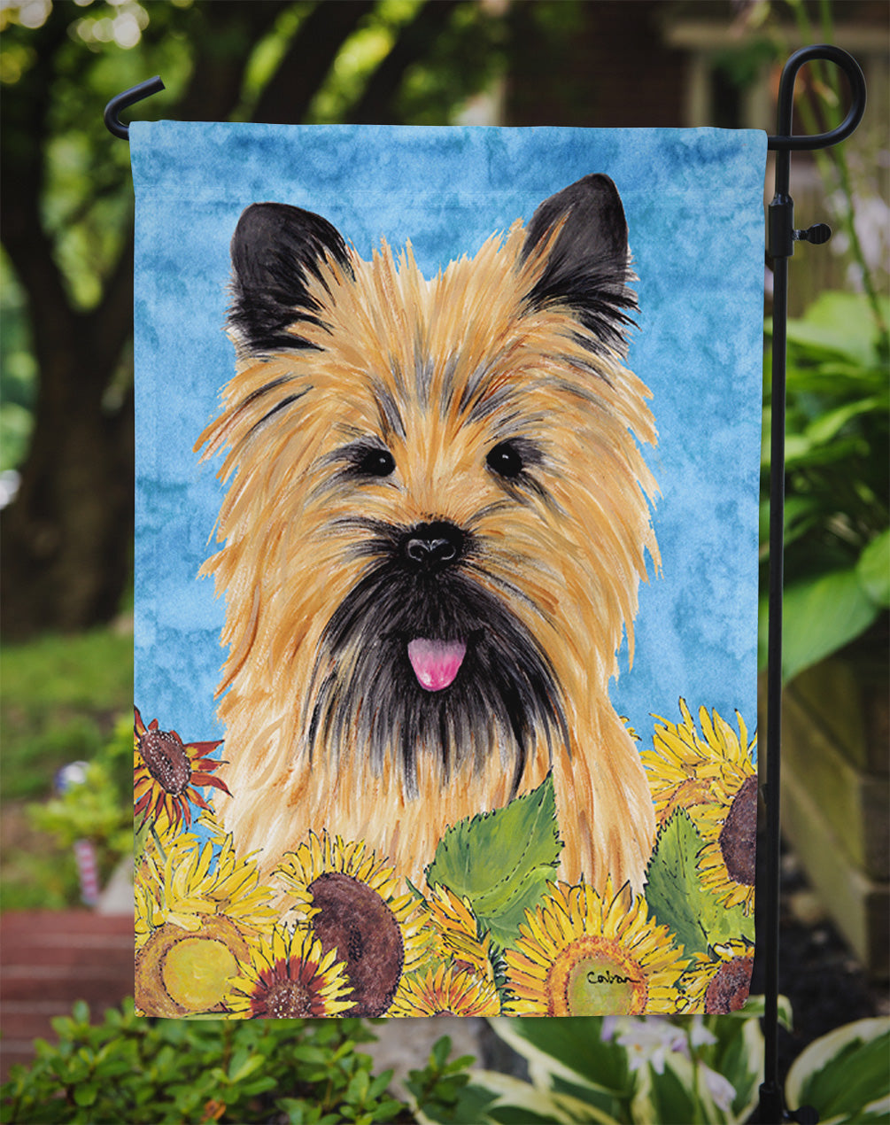Cairn Terrier in Summer Flowers Garden Flag Mailbox Decorative Yard Banner Outside Patio Artwork for Flower Beds, Garden Size, Multicolor