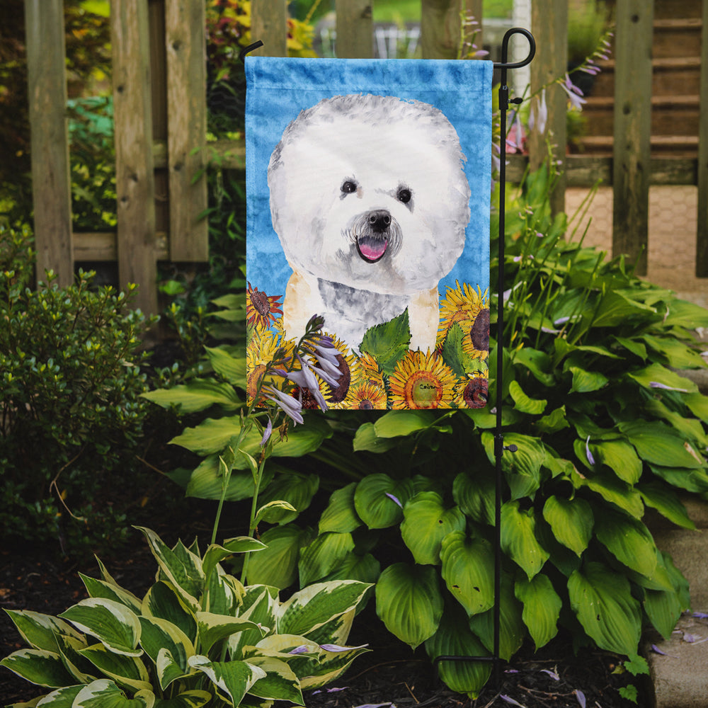 Bichon Frise in Summer Flowers Garden Flag Mailbox Decorative Yard Banner Outside Patio Artwork for Flower Beds, Garden Size, Multicolor