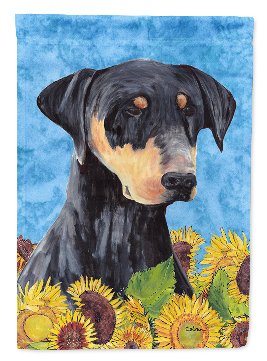 Doberman in Summer Flowers Garden Flag Mailbox Decorative Yard Banner Outside Patio Artwork for Flower Beds, Garden Size, Multicolor