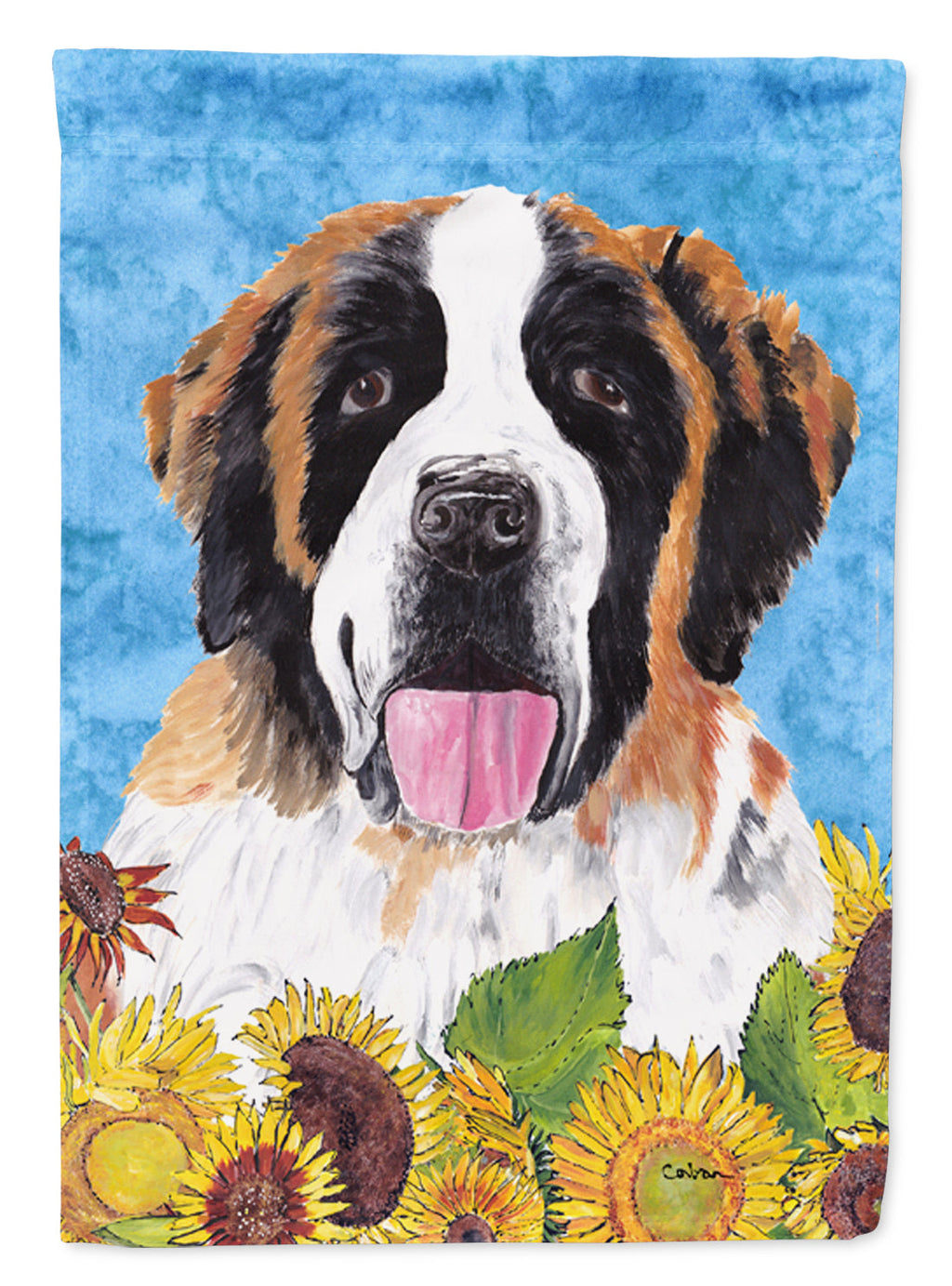 Saint Bernard in Summer Flowers Garden Flag Mailbox Decorative Yard Banner Outside Patio Artwork for Flower Beds, Garden Size, Multicolor