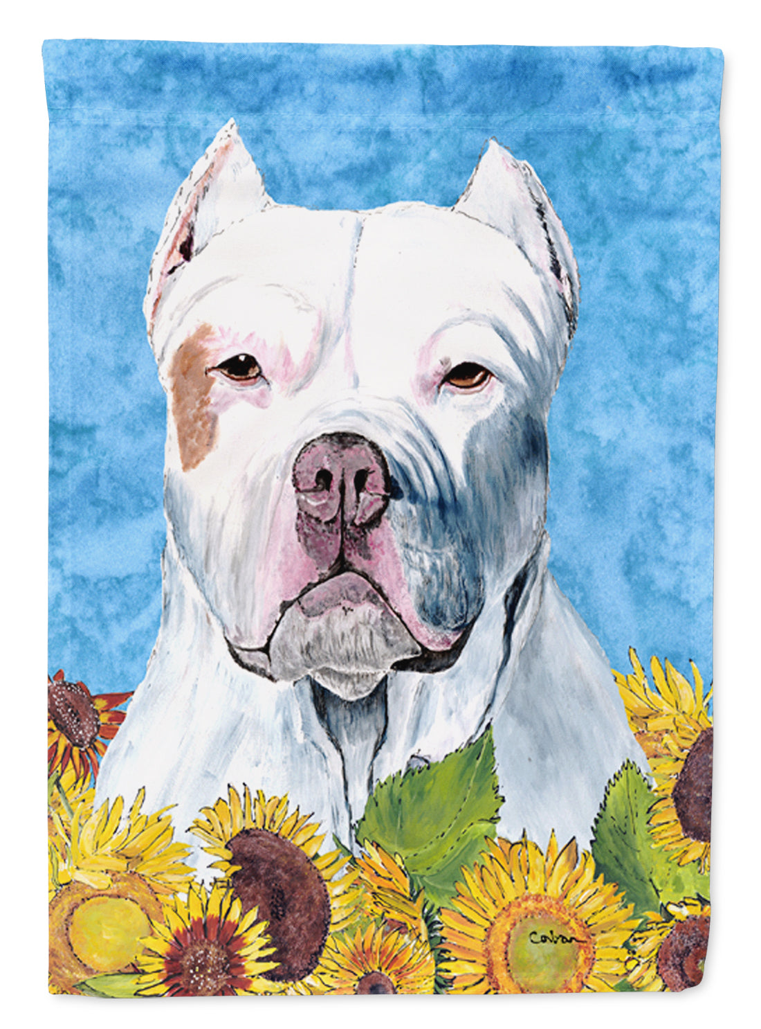 Pit Bull in Summer Flowers Garden Flag Mailbox Decorative Yard Banner Outside Patio Artwork for Flower Beds, Garden Size, Multicolor
