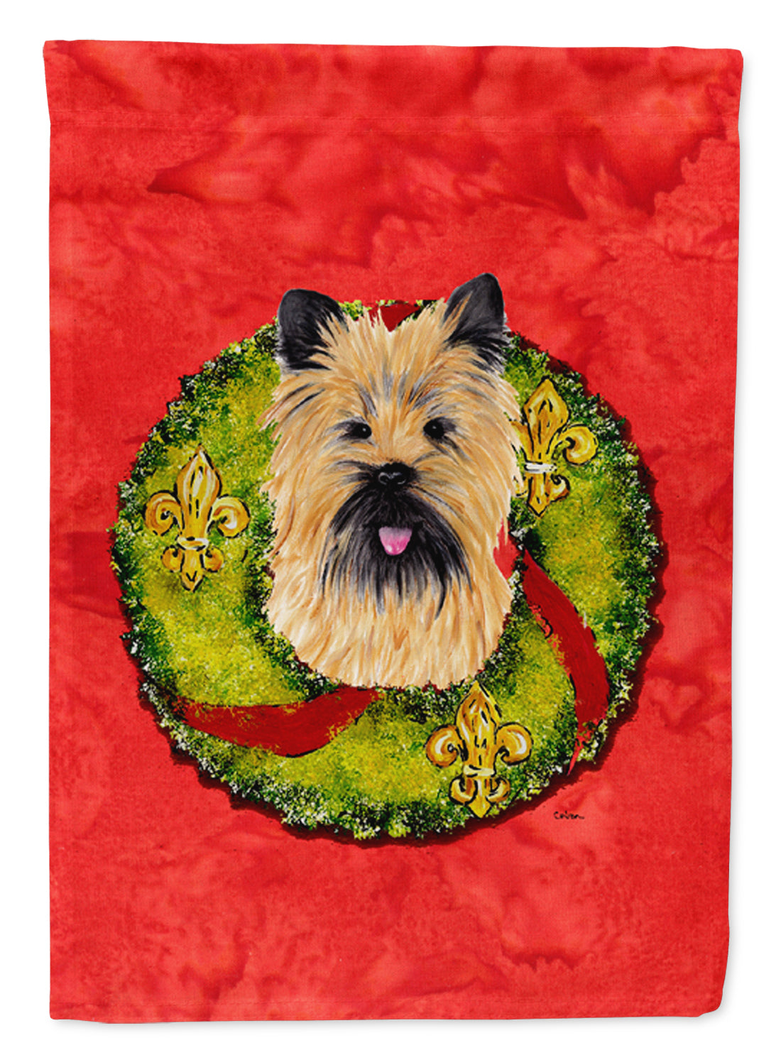 Cairn Terrier Christmas Wreath Garden Flag Mailbox Decorative Yard Banner Outside Patio Artwork for Flower Beds, Garden Size, Multicolor