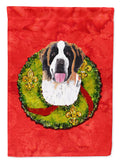 Saint Bernard Christmas Wreath Garden Flag Mailbox Decorative Yard Banner Outside Patio Artwork for Flower Beds, Garden Size, Multicolor