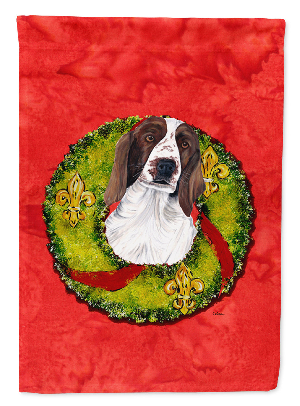 Welsh Springer Spaniel Christmas Wreath Garden Flag Mailbox Decorative Yard Banner Outside Patio Artwork for Flower Beds, Garden Size, Multicolor