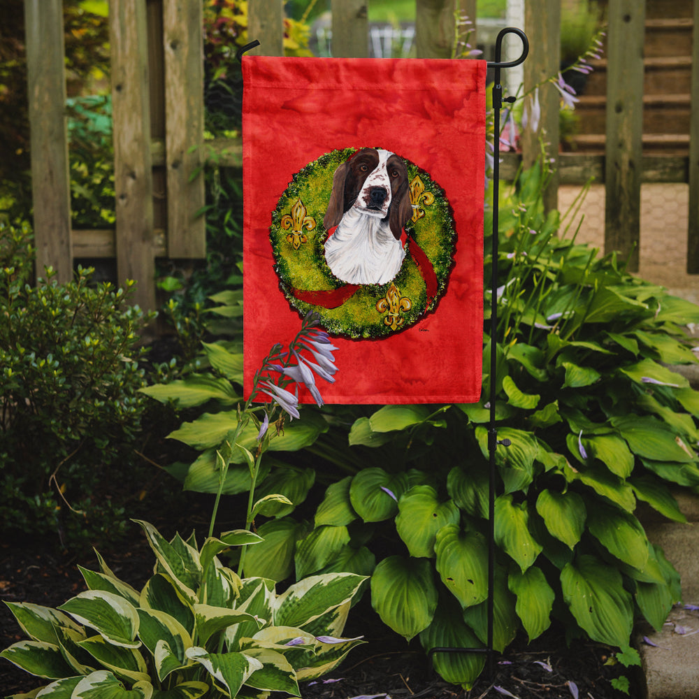 Welsh Springer Spaniel Christmas Wreath Garden Flag Mailbox Decorative Yard Banner Outside Patio Artwork for Flower Beds, Garden Size, Multicolor