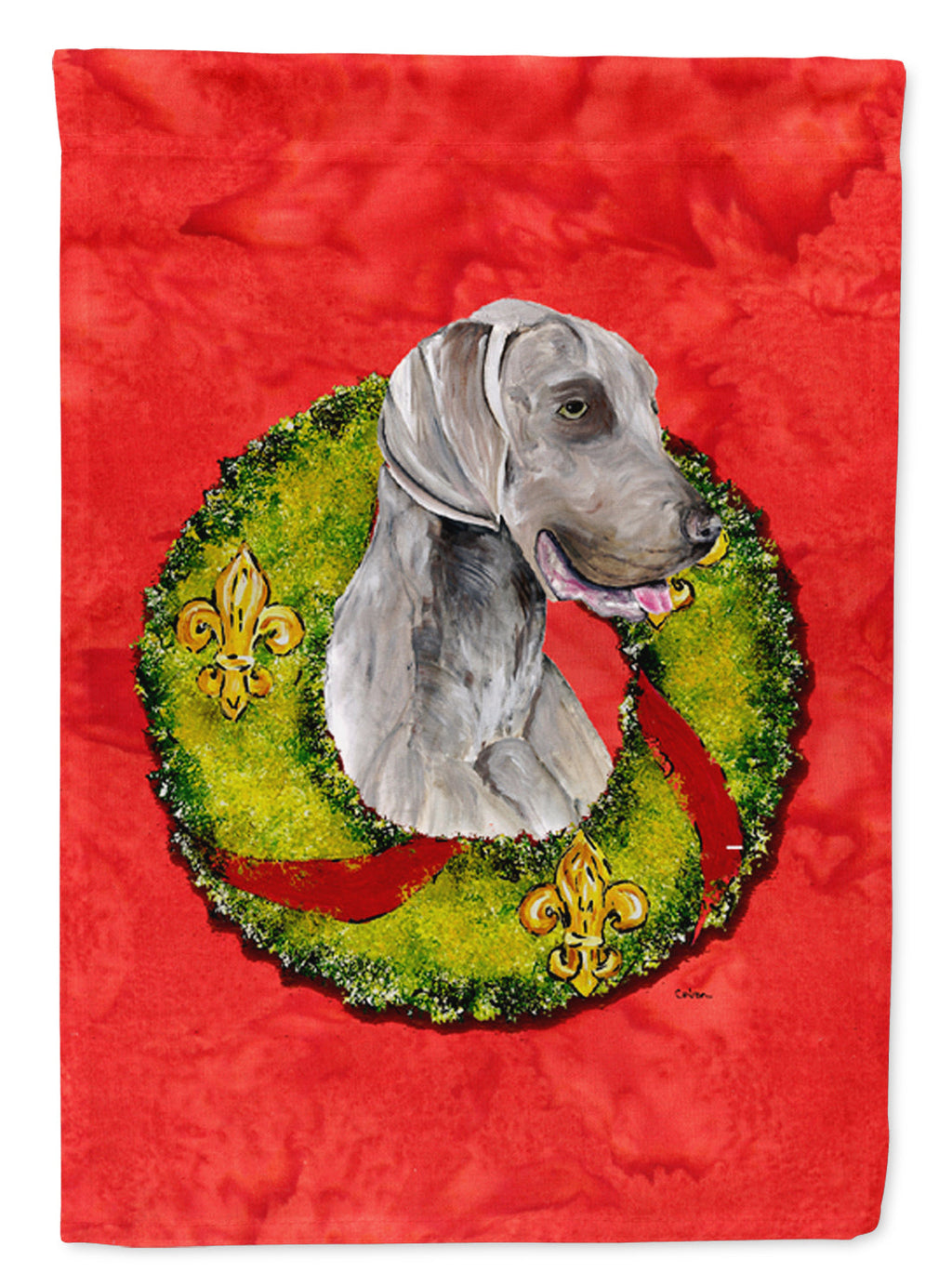 Weimaraner Christmas Wreath Garden Flag Mailbox Decorative Yard Banner Outside Patio Artwork for Flower Beds, Garden Size, Multicolor