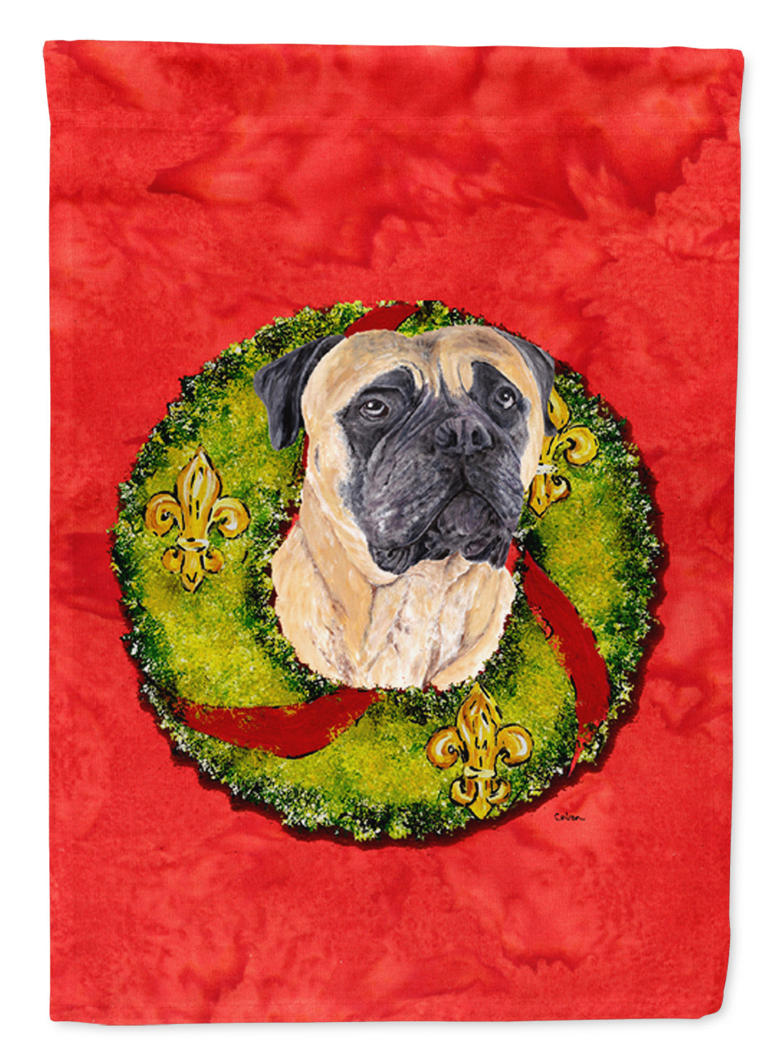Mastiff Christmas Wreath Garden Flag Mailbox Decorative Yard Banner Outside Patio Artwork for Flower Beds, Garden Size, Multicolor