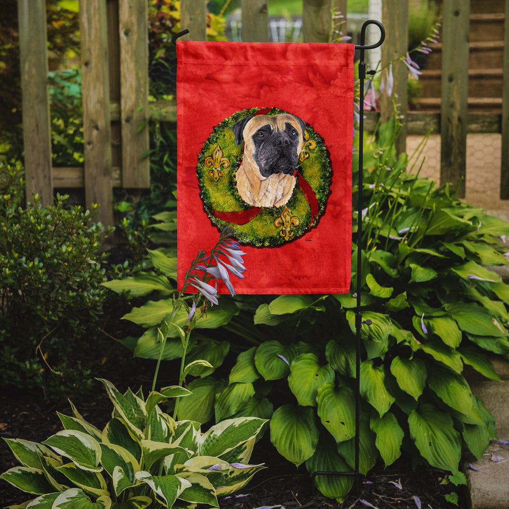 Mastiff Christmas Wreath Garden Flag Mailbox Decorative Yard Banner Outside Patio Artwork for Flower Beds, Garden Size, Multicolor