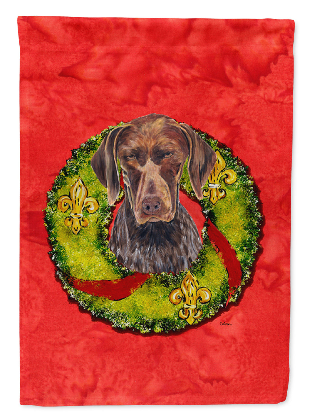 German Shorthaired Pointer Christmas Wreath Garden Flag Mailbox Decorative Yard Banner Outside Patio Artwork for Flower Beds, Garden Size, Multicolor
