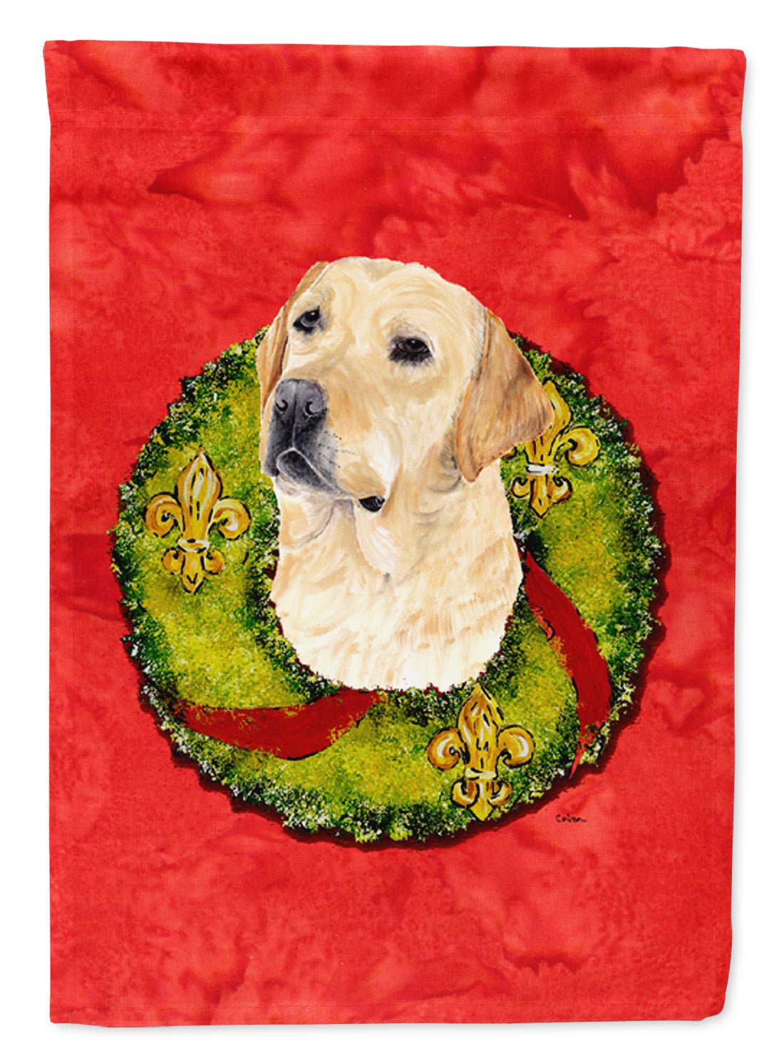 Labrador Christmas Wreath Garden Flag Mailbox Decorative Yard Banner Outside Patio Artwork for Flower Beds, Garden Size, Multicolor