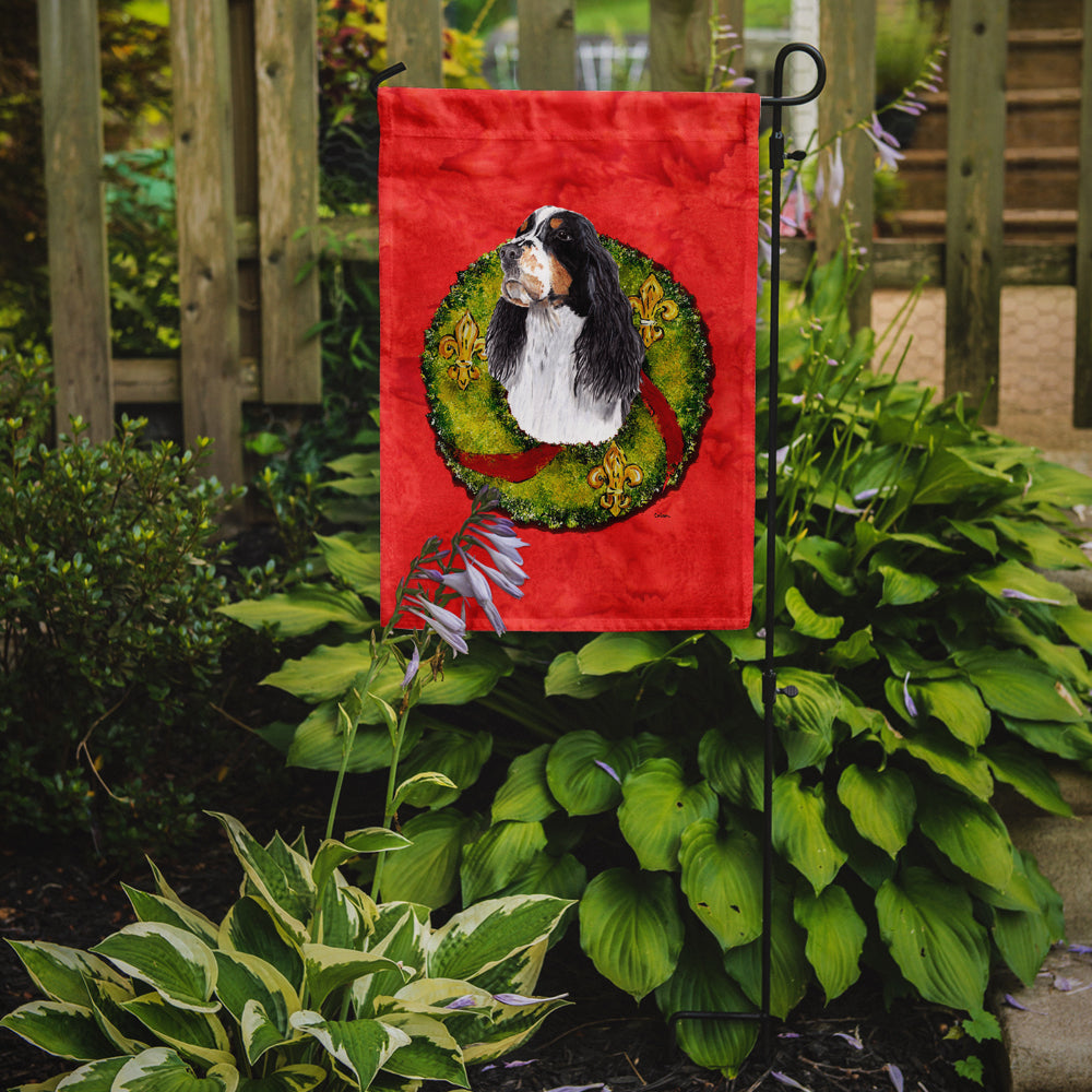 Springer Spaniel Christmas Wreath Garden Flag Mailbox Decorative Yard Banner Outside Patio Artwork for Flower Beds, Garden Size, Multicolor