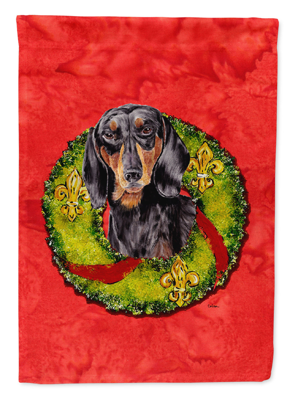 Dachshund Christmas Wreath Garden Flag Mailbox Decorative Yard Banner Outside Patio Artwork for Flower Beds, Garden Size, Multicolor