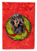 Dachshund Christmas Wreath Garden Flag Mailbox Decorative Yard Banner Outside Patio Artwork for Flower Beds, Garden Size, Multicolor