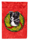 Border Collie Christmas Wreath Garden Flag Mailbox Decorative Yard Banner Outside Patio Artwork for Flower Beds, Garden Size, Multicolor