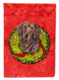 Dachshund Christmas Wreath Garden Flag Mailbox Decorative Yard Banner Outside Patio Artwork for Flower Beds, Garden Size, Multicolor