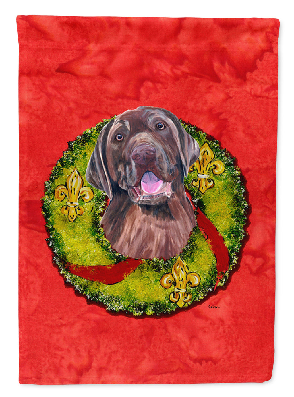 Labrador Christmas Wreath Garden Flag Mailbox Decorative Yard Banner Outside Patio Artwork for Flower Beds, Garden Size, Multicolor