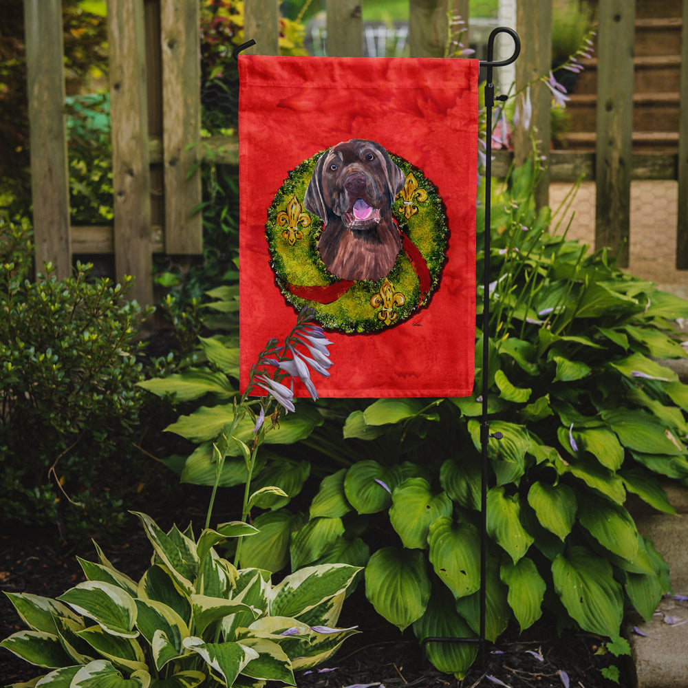Labrador Christmas Wreath Garden Flag Mailbox Decorative Yard Banner Outside Patio Artwork for Flower Beds, Garden Size, Multicolor