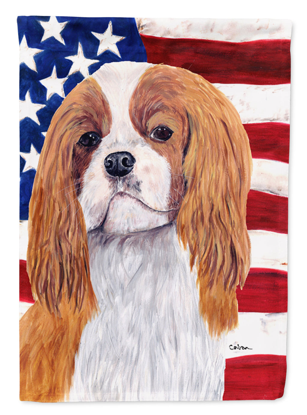USA American Flag with Cavalier Spaniel Garden Flag Mailbox Decorative Yard Banner Outside Patio Artwork for Flower Beds, Garden Size, Multicolor