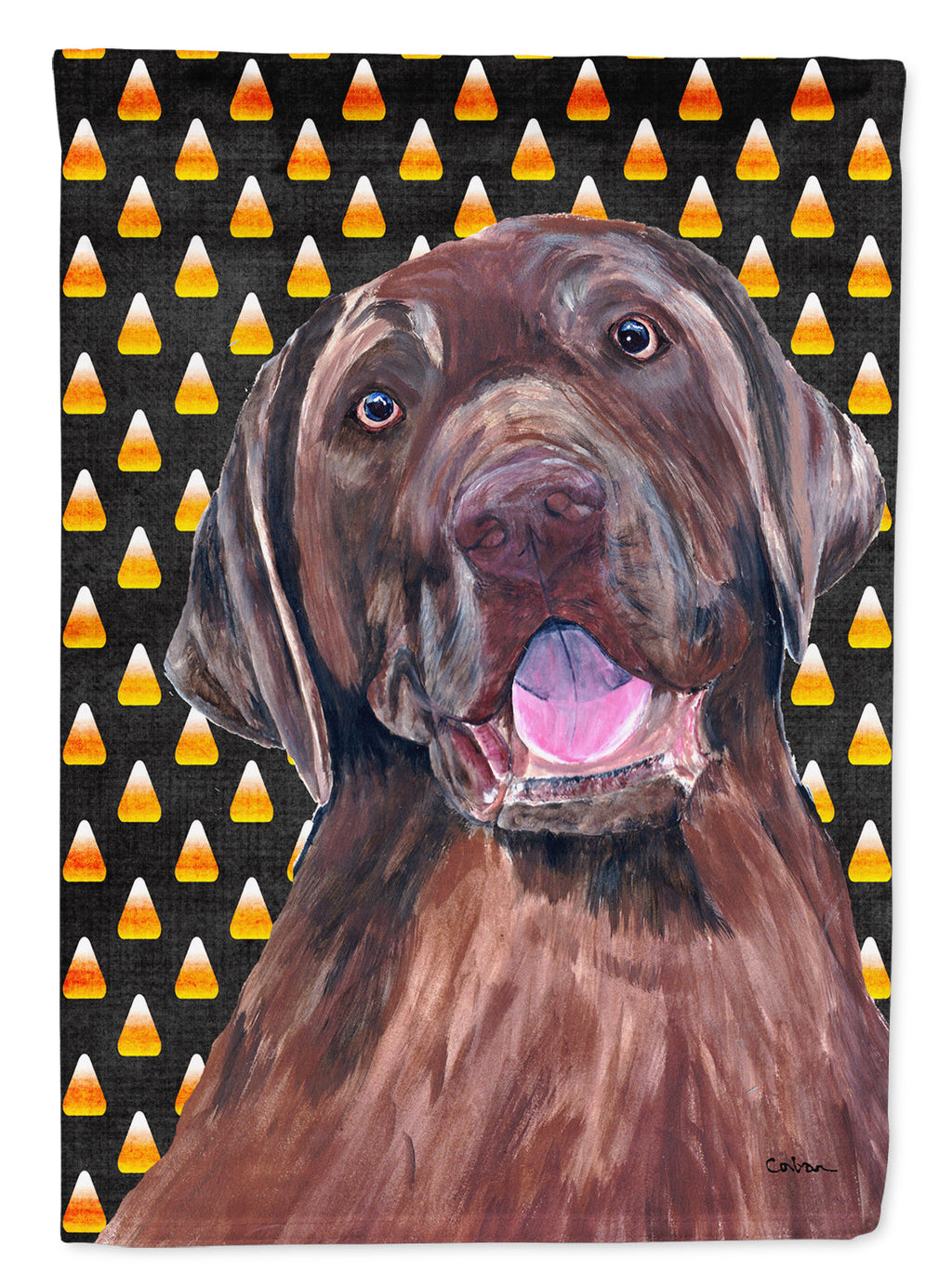 Labrador Chocolate Candy Corn Halloween Portrait Garden Flag Mailbox Decorative Yard Banner Outside Patio Artwork for Flower Beds, Garden Size, Multicolor