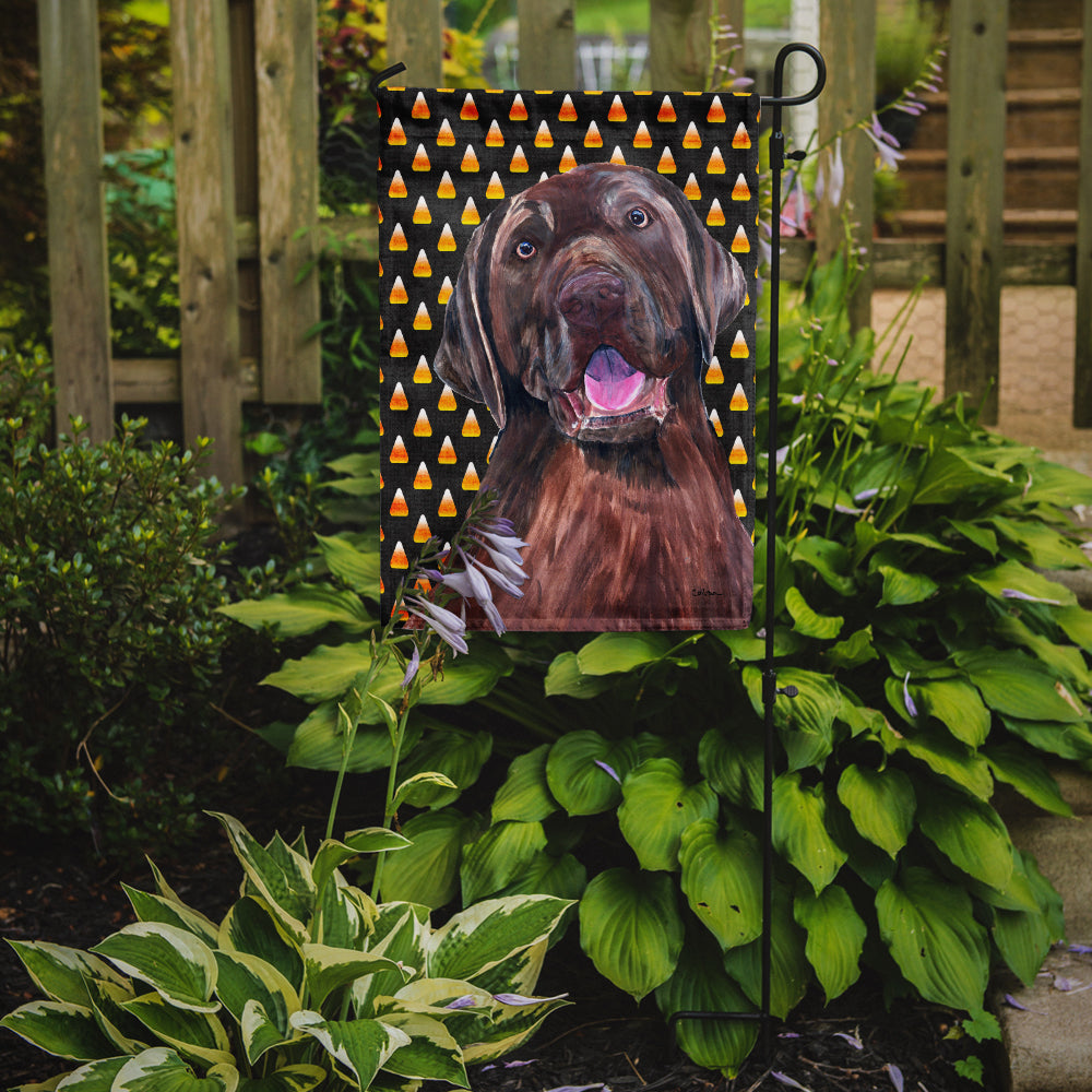 Labrador Chocolate Candy Corn Halloween Portrait Garden Flag Mailbox Decorative Yard Banner Outside Patio Artwork for Flower Beds, Garden Size, Multicolor