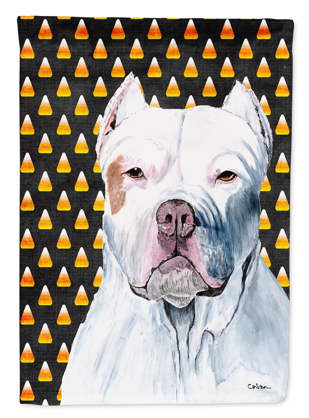Pit Bull Candy Corn Halloween Portrait Garden Flag Mailbox Decorative Yard Banner Outside Patio Artwork for Flower Beds, Garden Size, Multicolor