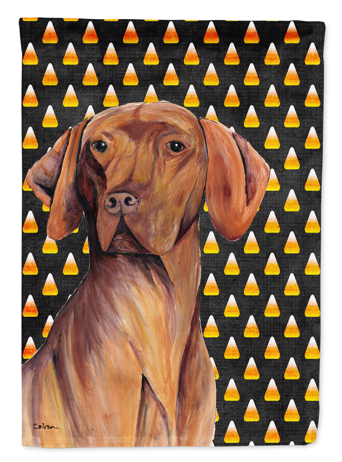 Vizsla Candy Corn Halloween Portrait Garden Flag Mailbox Decorative Yard Banner Outside Patio Artwork for Flower Beds, Garden Size, Multicolor