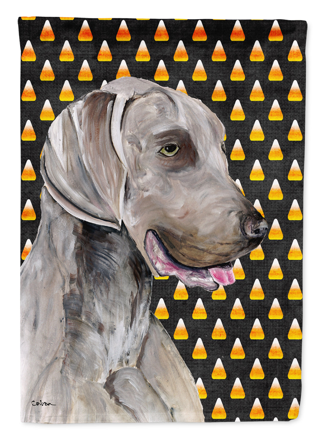 Weimaraner Candy Corn Halloween Portrait Garden Flag Mailbox Decorative Yard Banner Outside Patio Artwork for Flower Beds, Garden Size, Multicolor