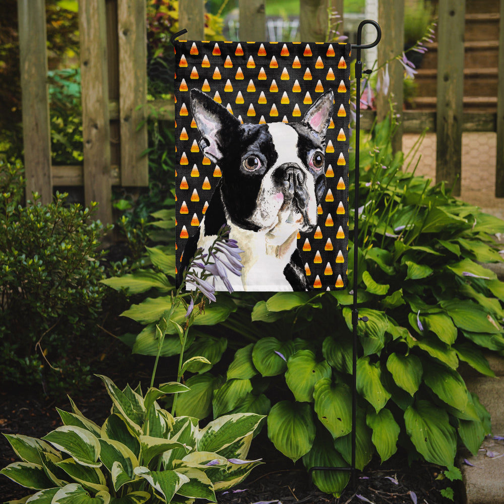 Boston Terrier Candy Corn Halloween Portrait Garden Flag Mailbox Decorative Yard Banner Outside Patio Artwork for Flower Beds, Garden Size, Multicolor
