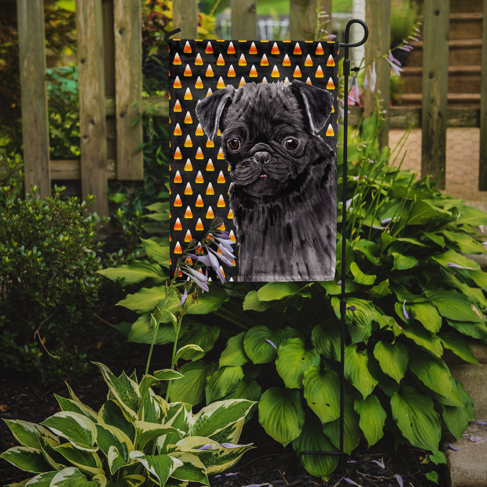 Pug Candy Corn Halloween Portrait Garden Flag Mailbox Decorative Yard Banner Outside Patio Artwork for Flower Beds, Garden Size, Multicolor
