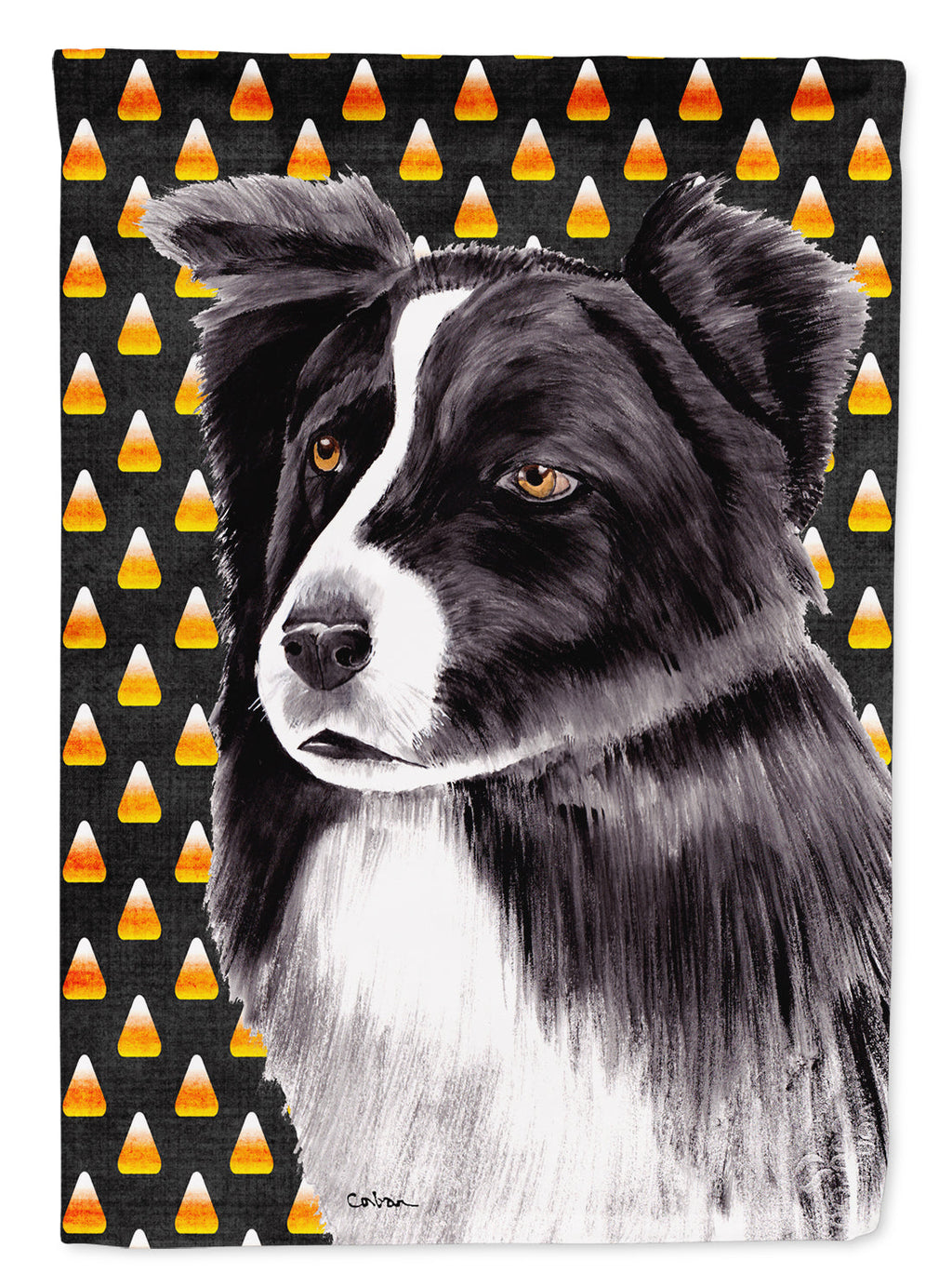 Border Collie Candy Corn Halloween Portrait Garden Flag Mailbox Decorative Yard Banner Outside Patio Artwork for Flower Beds, Garden Size, Multicolor