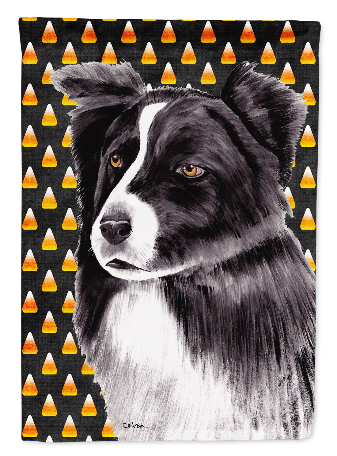 Border Collie Candy Corn Halloween Portrait Garden Flag Mailbox Decorative Yard Banner Outside Patio Artwork for Flower Beds, Garden Size, Multicolor