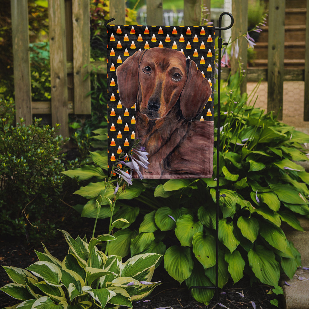 Dachshund Candy Corn Halloween Portrait Garden Flag Mailbox Decorative Yard Banner Outside Patio Artwork for Flower Beds, Garden Size, Multicolor