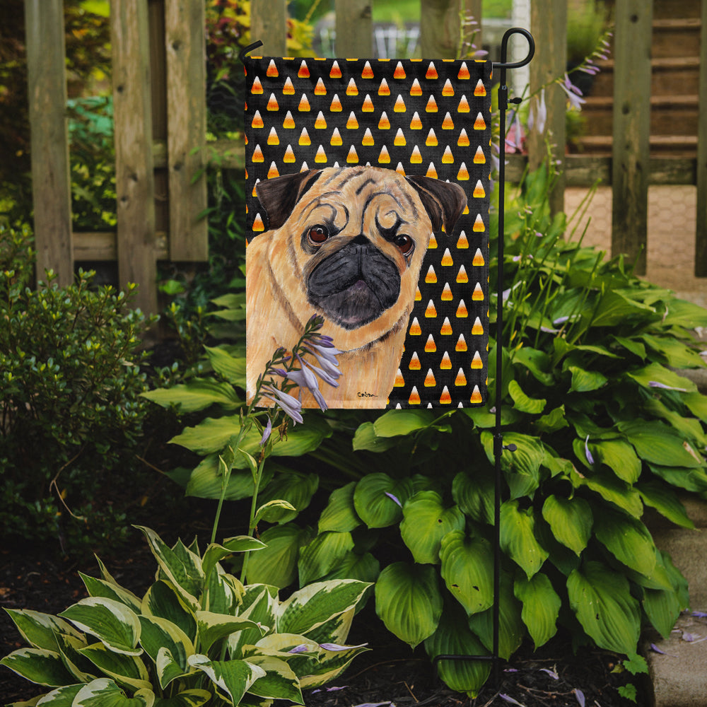 Pug Candy Corn Halloween Portrait Garden Flag Mailbox Decorative Yard Banner Outside Patio Artwork for Flower Beds, Garden Size, Multicolor