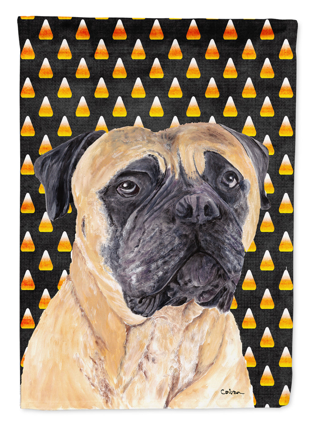 Mastiff Candy Corn Halloween Portrait Garden Flag Mailbox Decorative Yard Banner Outside Patio Artwork for Flower Beds, Garden Size, Multicolor