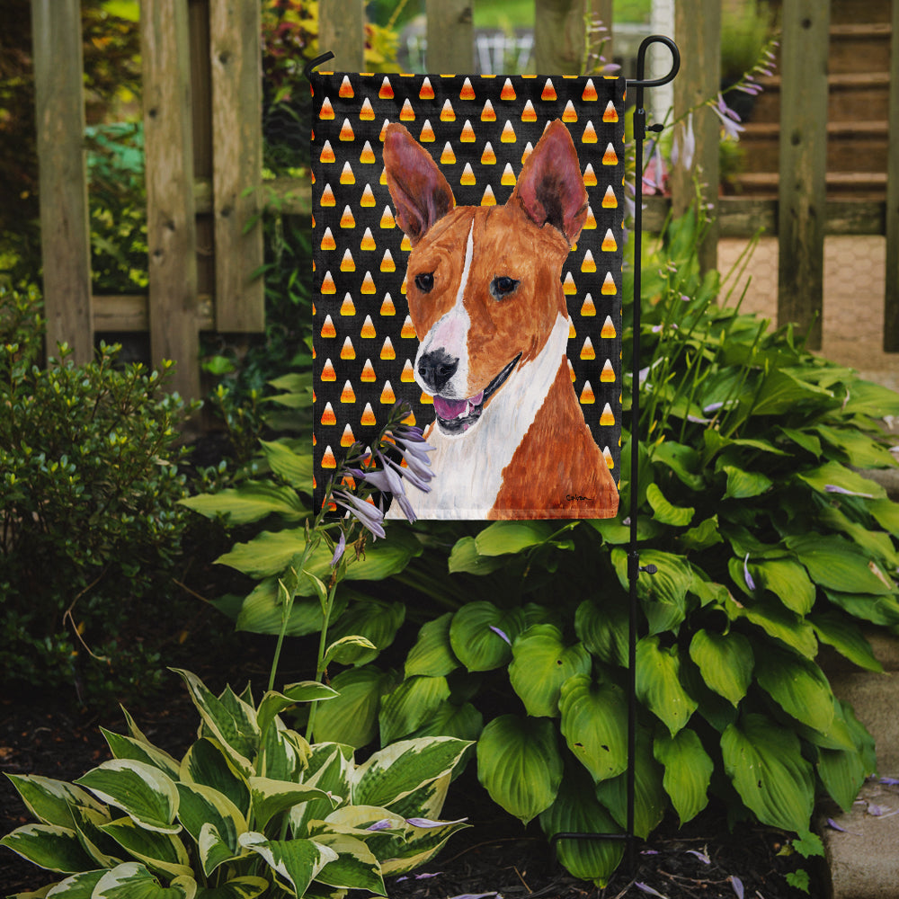 Basenji Candy Corn Halloween Portrait Garden Flag Mailbox Decorative Yard Banner Outside Patio Artwork for Flower Beds, Garden Size, Multicolor
