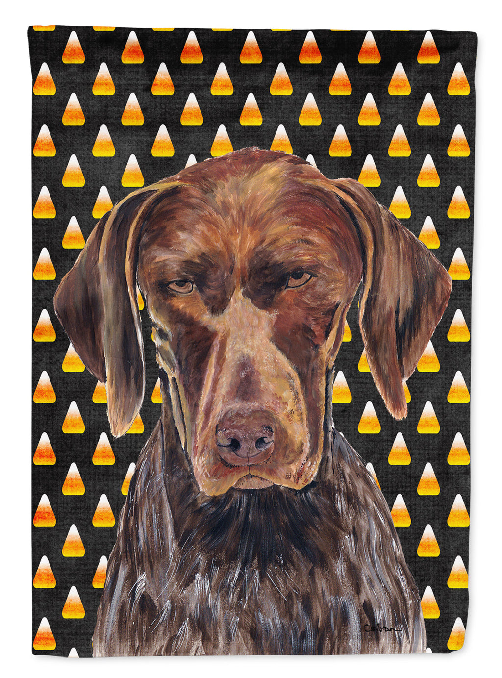 German Shorthaired Pointer Candy Corn Halloween Portrait Garden Flag Mailbox Decorative Yard Banner Outside Patio Artwork for Flower Beds, Garden Size, Multicolor