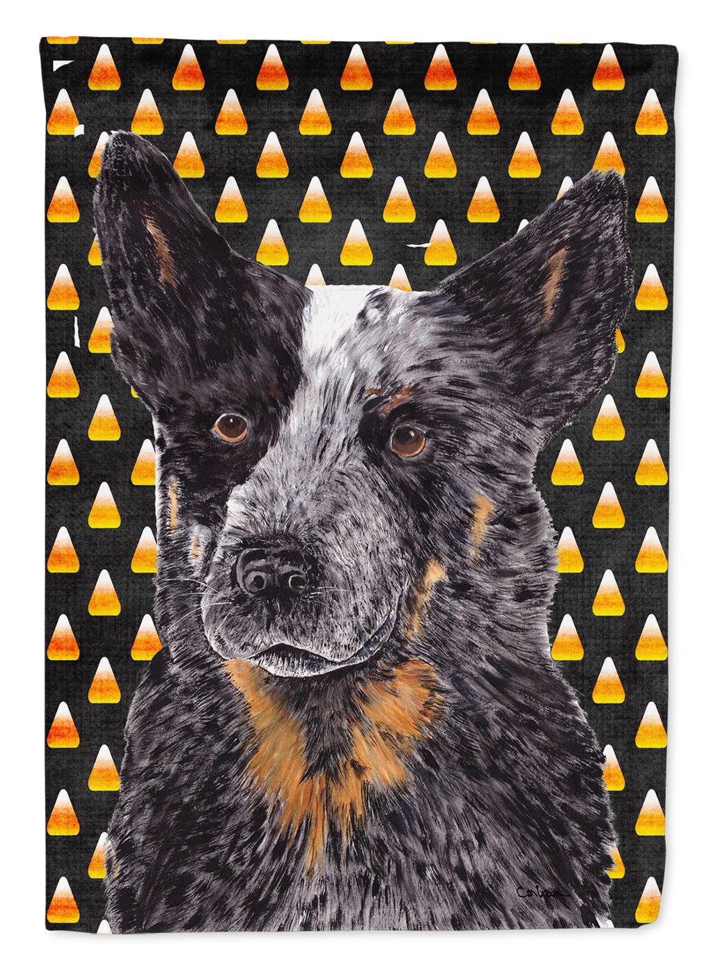 Australian Cattle Dog Candy Corn Halloween Portrait Garden Flag Mailbox Decorative Yard Banner Outside Patio Artwork for Flower Beds, Garden Size, Multicolor