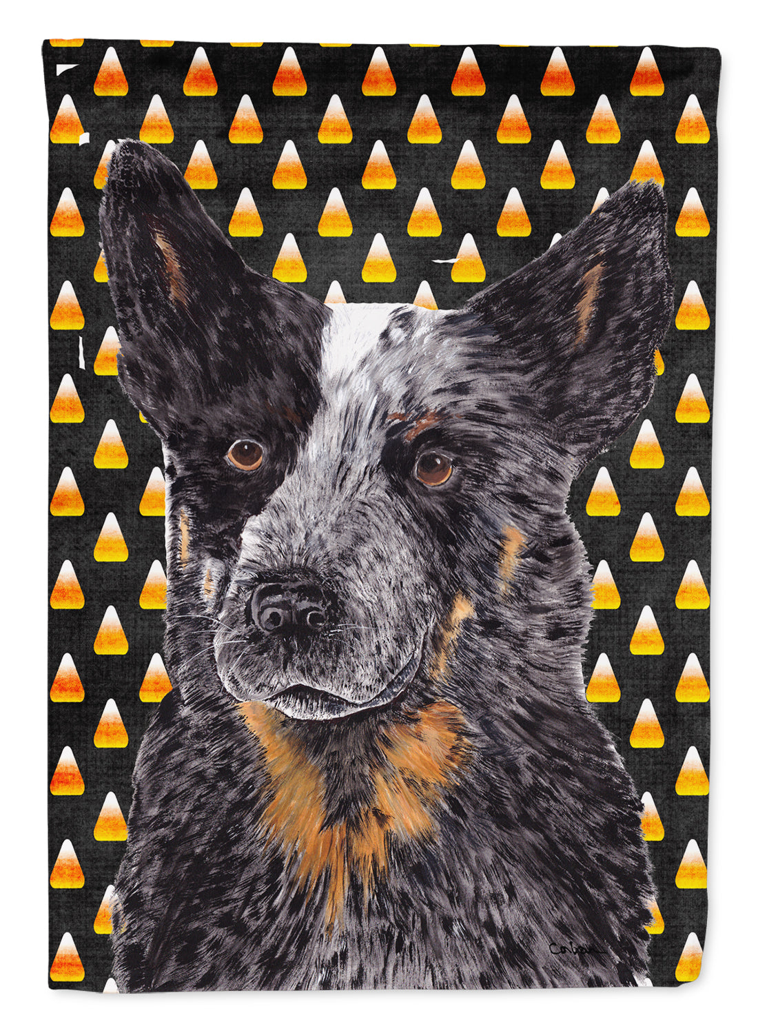 Australian Cattle Dog Candy Corn Halloween Portrait Garden Flag Mailbox Decorative Yard Banner Outside Patio Artwork for Flower Beds, Garden Size, Multicolor