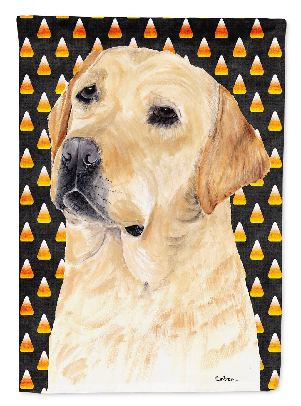 Labrador Yellow Candy Corn Halloween Portrait Garden Flag Mailbox Decorative Yard Banner Outside Patio Artwork for Flower Beds, Garden Size, Multicolor