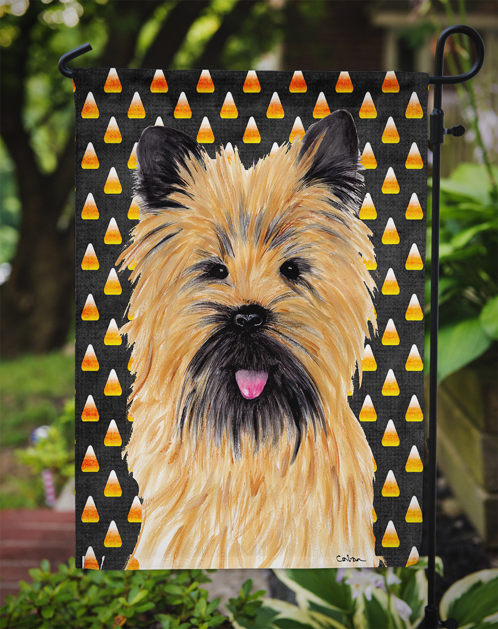 Cairn Terrier Candy Corn Halloween Portrait Garden Flag Mailbox Decorative Yard Banner Outside Patio Artwork for Flower Beds, Garden Size, Multicolor