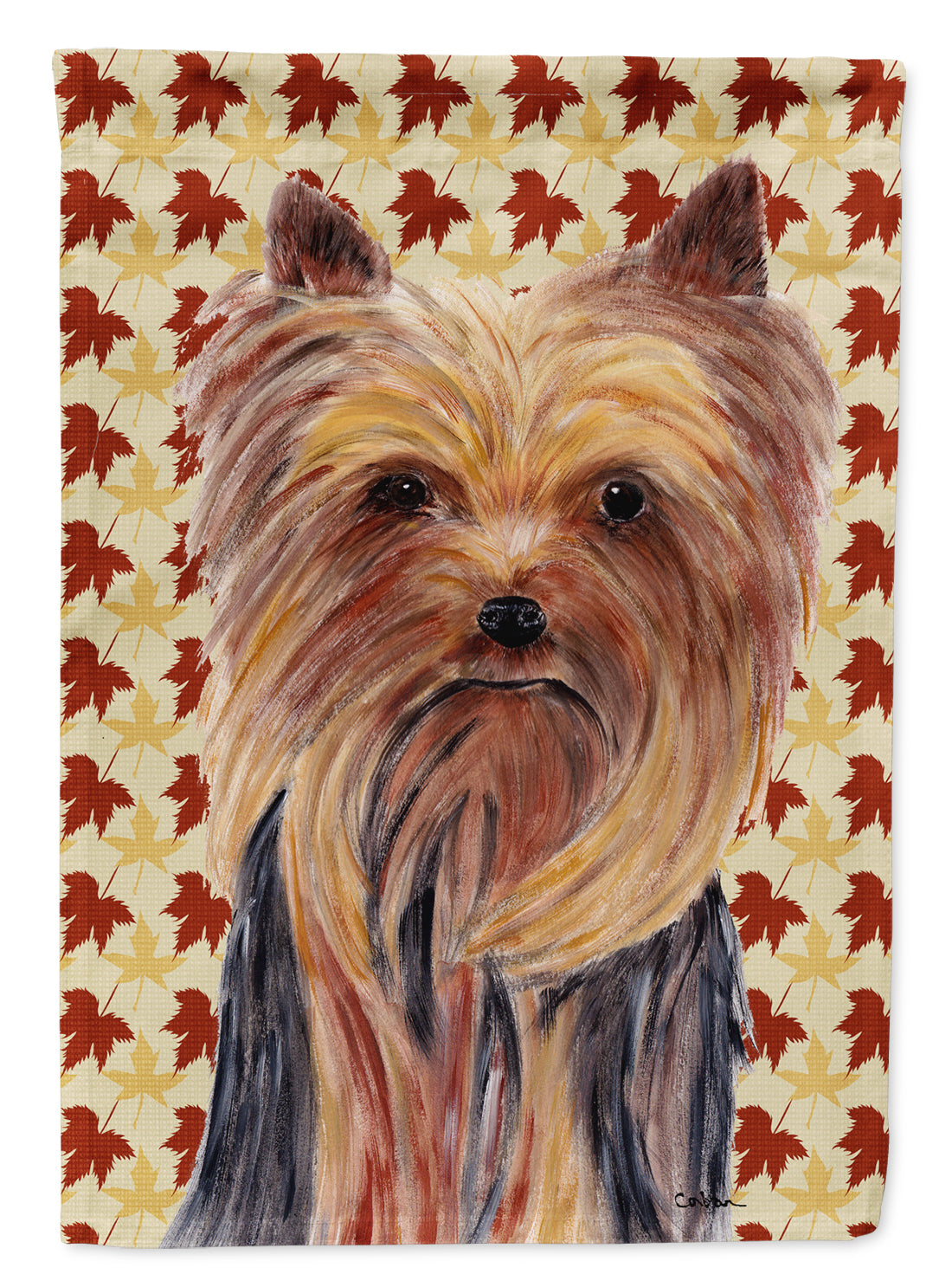 Yorkie Fall Leaves Portrait Garden Flag Mailbox Decorative Yard Banner Outside Patio Artwork for Flower Beds, Garden Size, Multicolor
