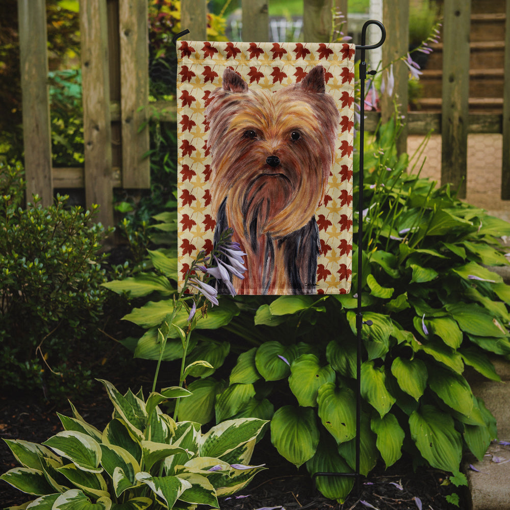 Yorkie Fall Leaves Portrait Garden Flag Mailbox Decorative Yard Banner Outside Patio Artwork for Flower Beds, Garden Size, Multicolor