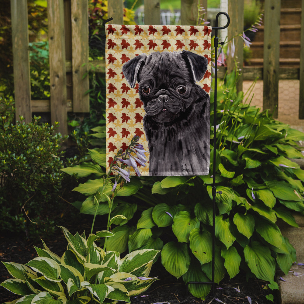 Pug Black Fall Leaves Portrait Garden Flag Mailbox Decorative Yard Banner Outside Patio Artwork for Flower Beds, Garden Size, Multicolor
