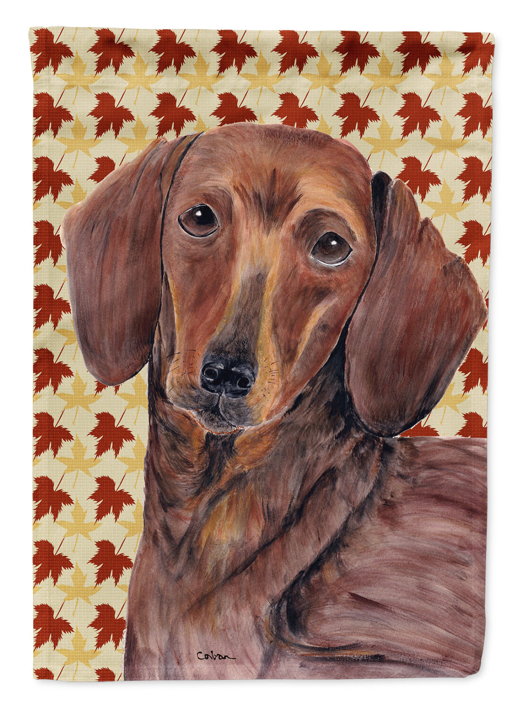 Dachshund Fall Leaves Portrait Garden Flag Mailbox Decorative Yard Banner Outside Patio Artwork for Flower Beds, Garden Size, Multicolor
