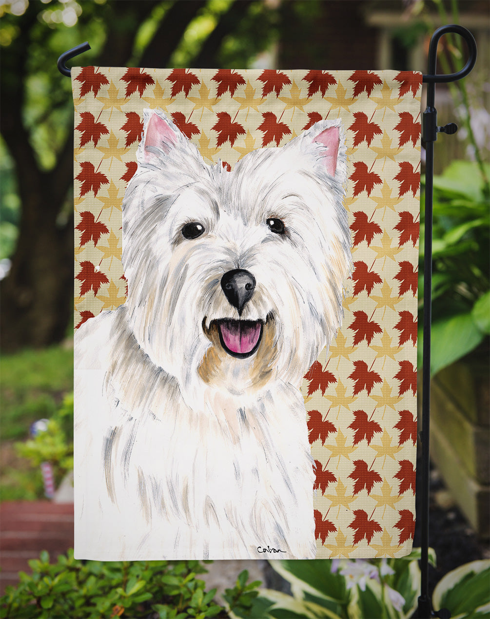 Westie Fall Leaves Portrait Garden Flag Mailbox Decorative Yard Banner Outside Patio Artwork for Flower Beds, Garden Size, Multicolor