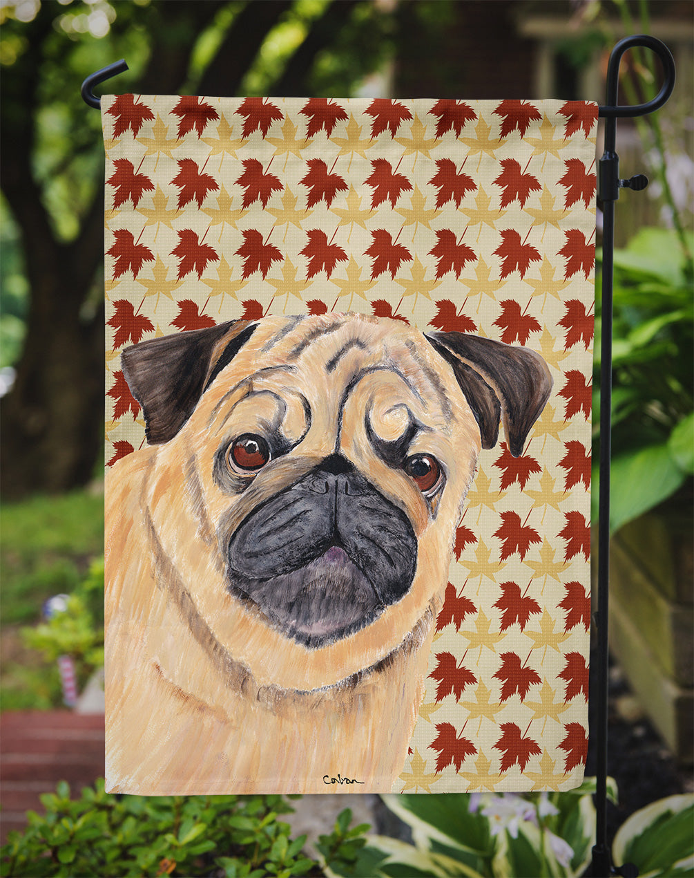 Pug Fall Leaves Portrait Garden Flag Mailbox Decorative Yard Banner Outside Patio Artwork for Flower Beds, Garden Size, Multicolor