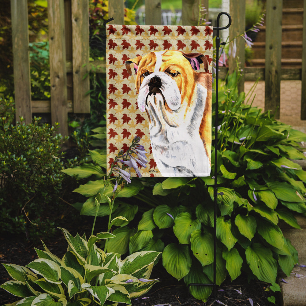 Bulldog English Fall Leaves Portrait Garden Flag Mailbox Decorative Yard Banner Outside Patio Artwork for Flower Beds, Garden Size, Multicolor