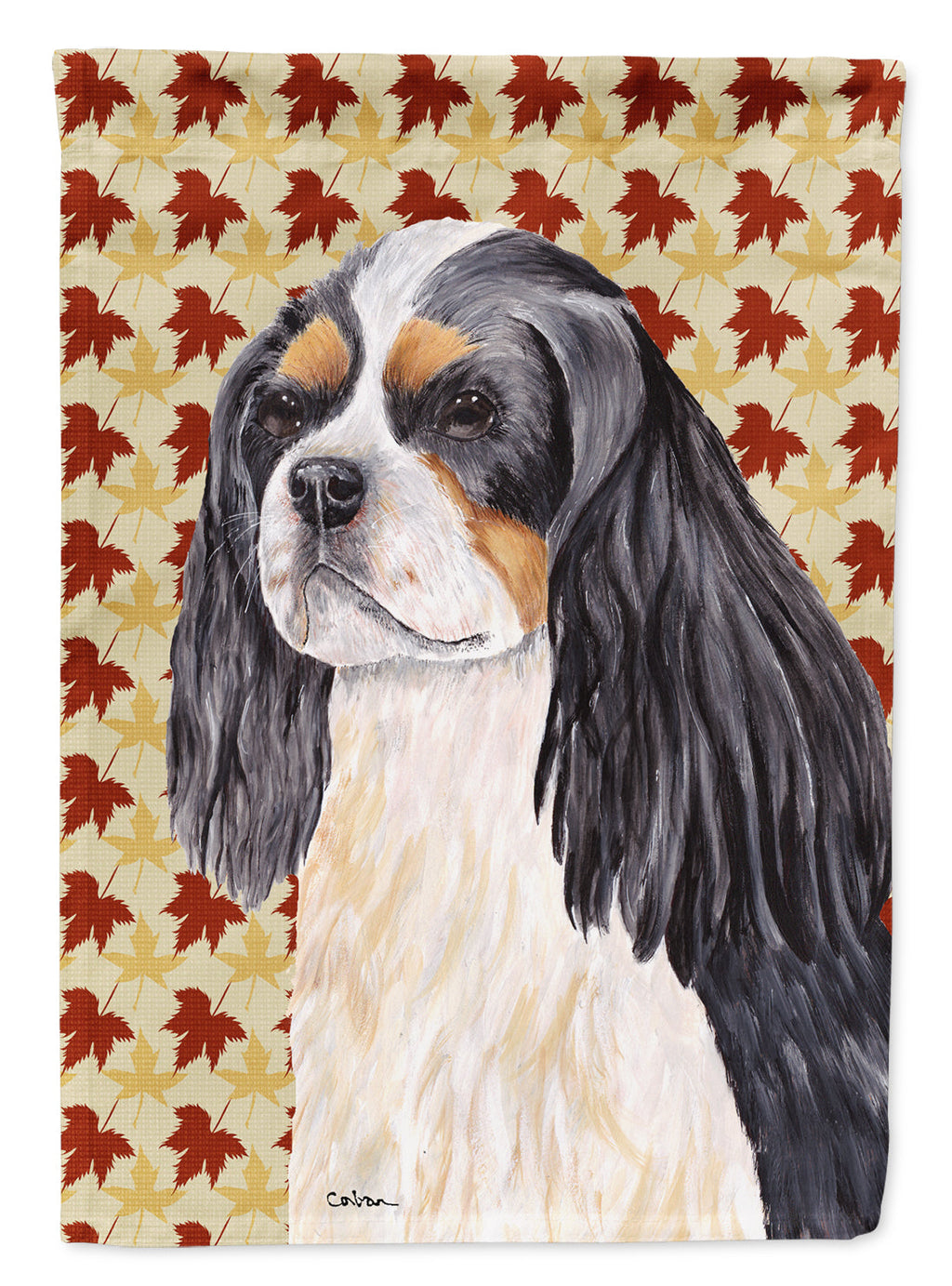 Cavalier Spaniel Fall Leaves Portrait Garden Flag Mailbox Decorative Yard Banner Outside Patio Artwork for Flower Beds, Garden Size, Multicolor