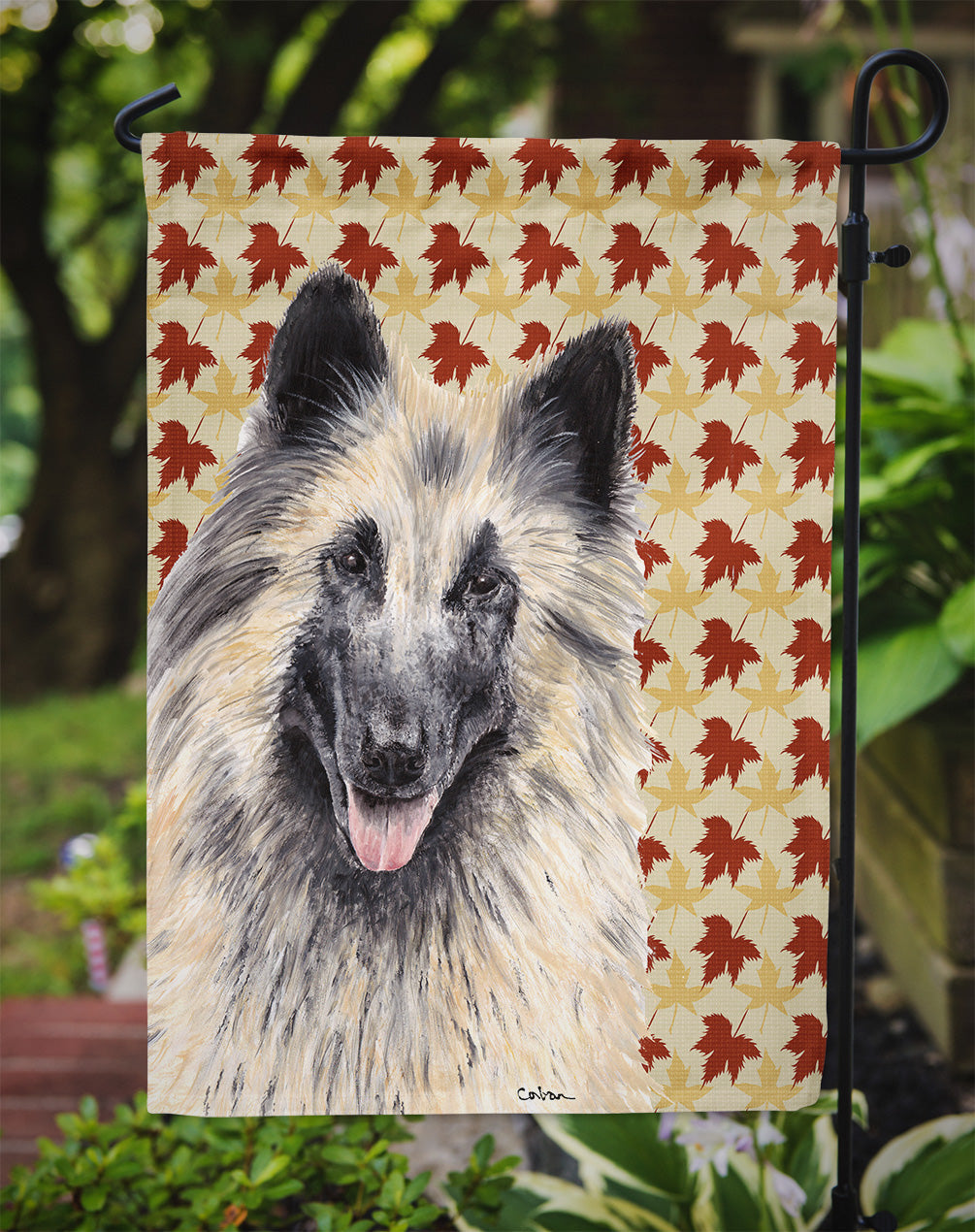Belgian Tervuren Fall Leaves Portrait Garden Flag Mailbox Decorative Yard Banner Outside Patio Artwork for Flower Beds, Garden Size, Multicolor